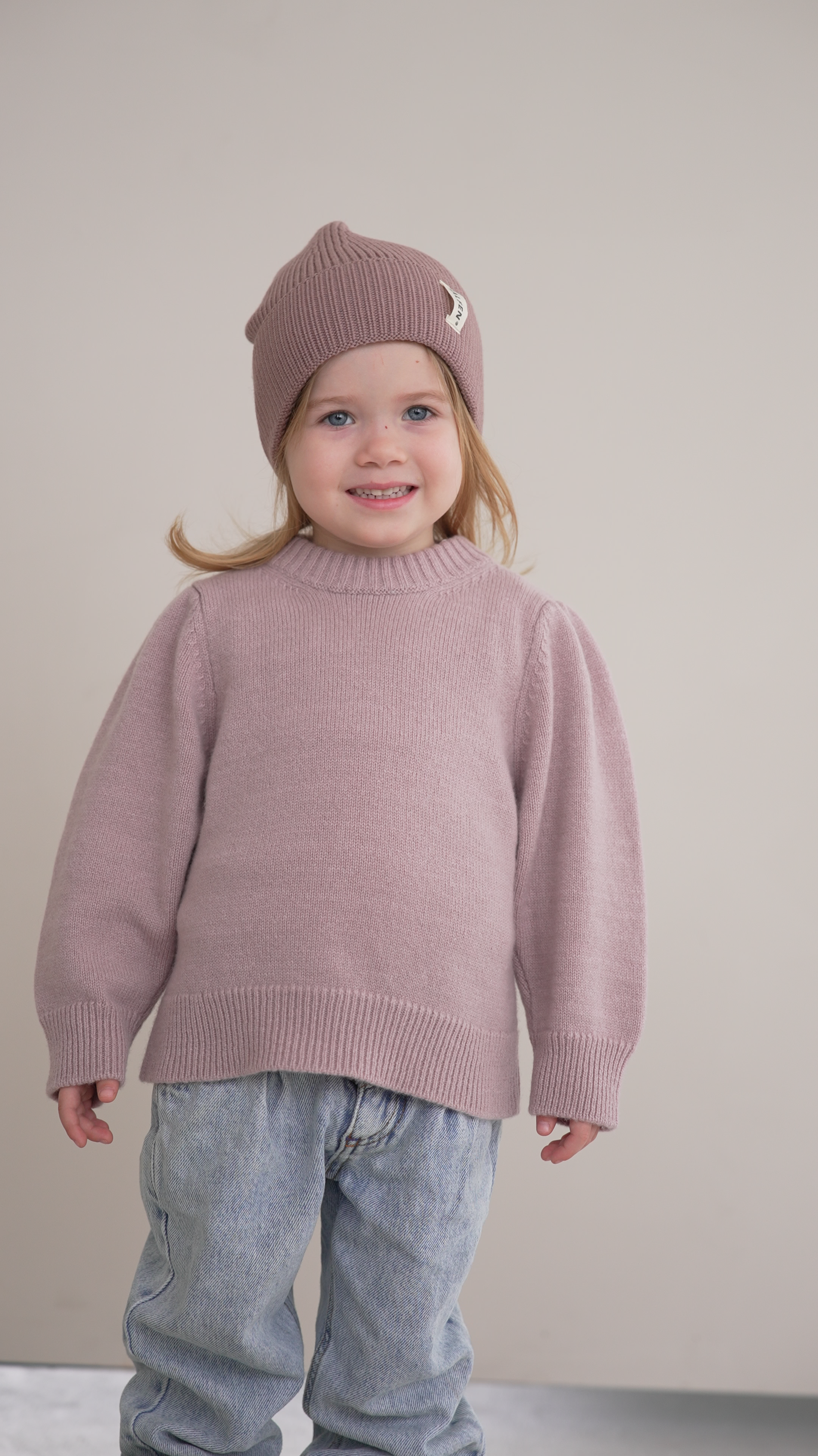 K7S55 Cashmere-Sweater mit Puffärmeln